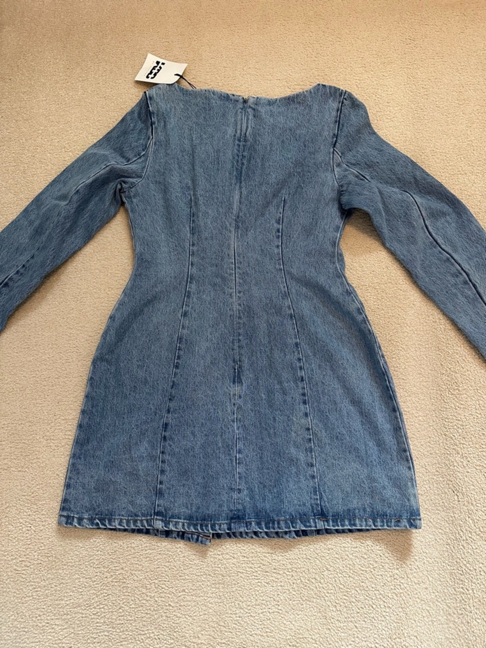 Light Blue Double-Breasted Denim Mini Dress - Picture 4 of 8